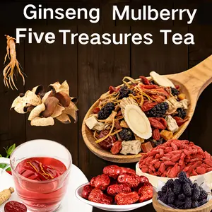 Kidney Tea Ginseng Five Treasure Tea Formula Natural Chinese Traditional Herbal Live Cleanse Detox Teabag For Men Women  Beverage