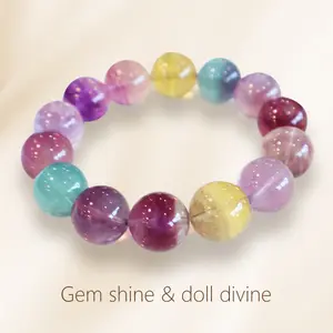 Natural Multi-Color Fluorite Bracelet "Genius Stone" Large Gemstone Beads Premium Crystal Jewelry for Focus & Clarity