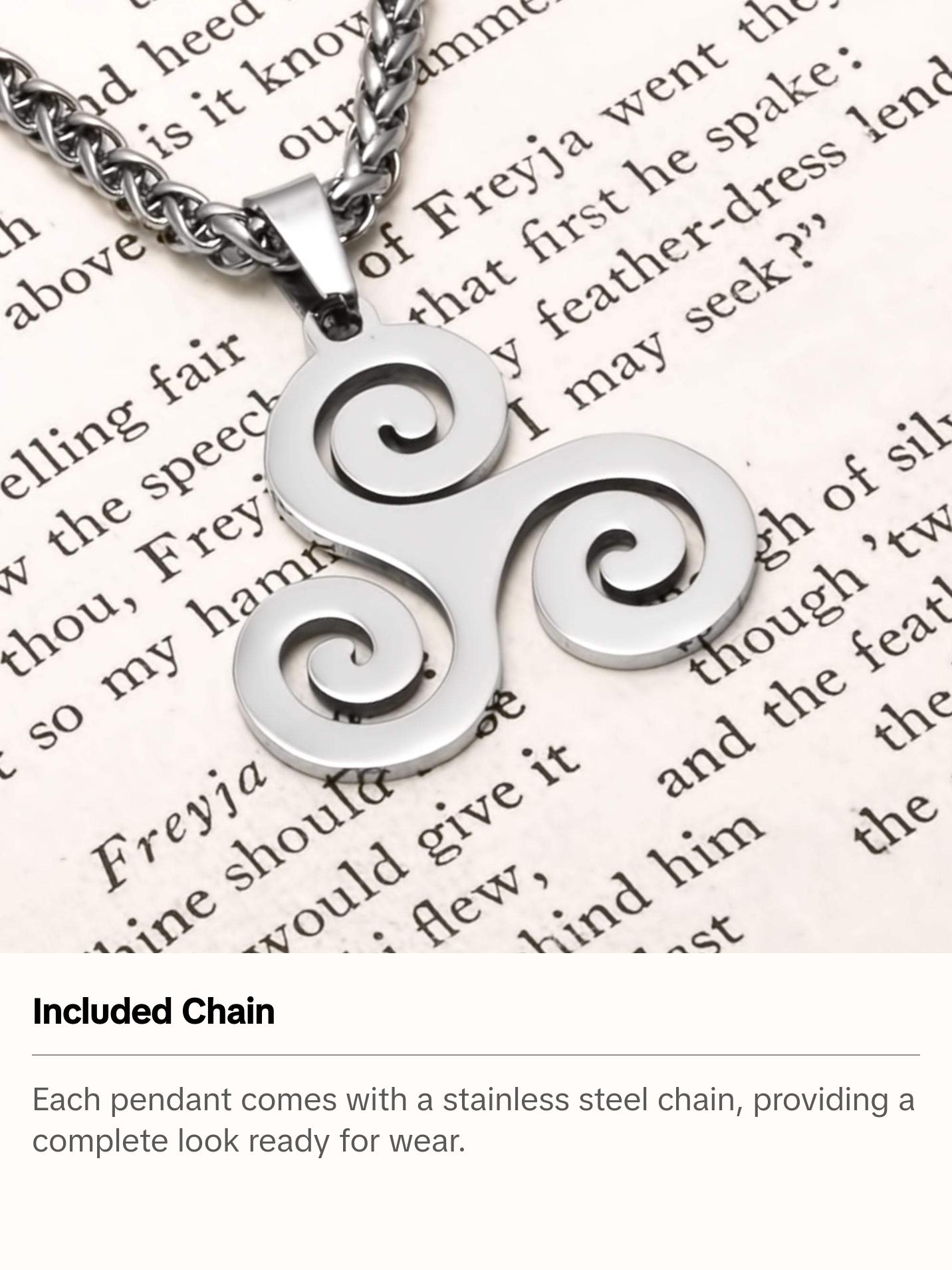 Viking Triskele Stainless Steel Pendant Necklace