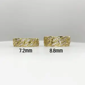 14K Gold Plated Cuban Curb Link Style Premium CZ Ring for Men Women Classic Design High-Quality Jewelry