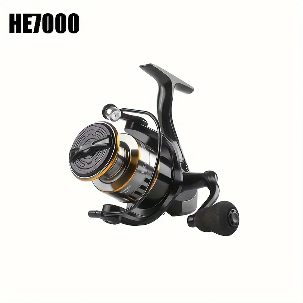 HUAPUDA 1pc HE6000-7000 Spinning Reel, High Polish Metal Chamfered Spool, CNC Metal Rocker Arm, 5.2:1 Gear Ratio, Smooth Casting & Sensitive Performance, Fresh/Salt Water Fishing Reel, Father's Day Gift, Fishing Accessories