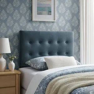 Emily Stain-Resistant Performance Velvet Twin Size Headboard in Cadet Blue