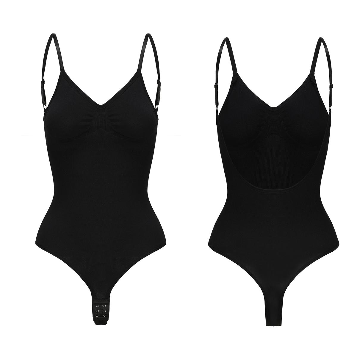 Women's Elegant Backless Bodysuit Casual One-piece Elastic Solid Colour Shapewear