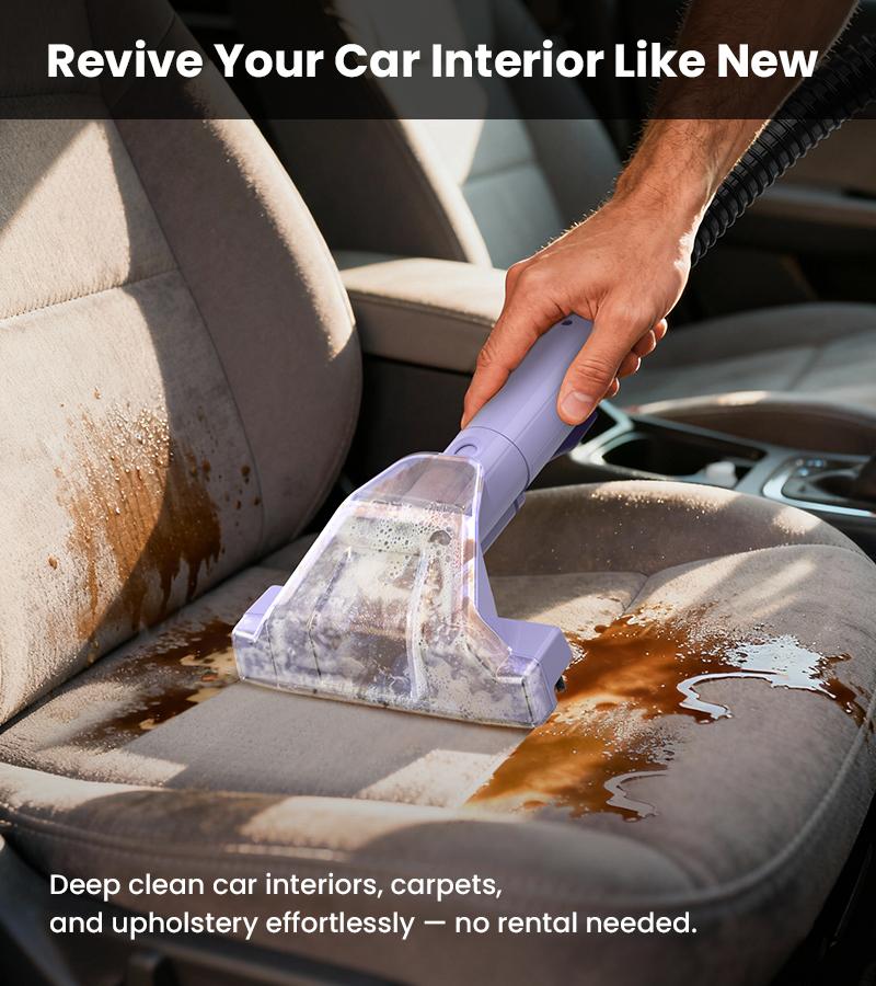 [Valentines'DaySale!] Upholstery Carpet Vacuum Cleaner, 18KPa Suction Spot Cleaning Machine for Pet Stains, Carpets, Sofa, Car Seats, Mattress, with 3 Multipurpose Cleaning Tools, 6'' Deep Cleaning Brush | Portable 3-in-1 New Purple C9S