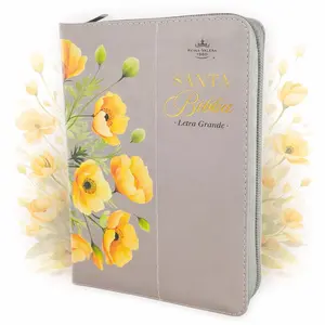 Biblia para Mujer con Cierre Portatil Letra Grande 12 puntos RV1960 imit piel flores crema con indice y canto floral