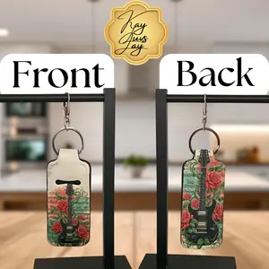Guitar Rose Art Chapstick Holder Keychain – Music Lover Gift