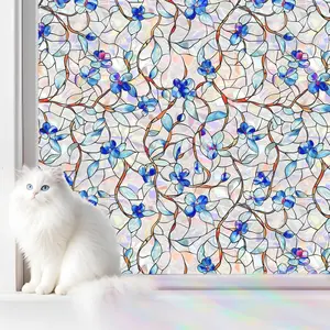 Window Privacy Film Home Room Bathroom Spring Decor Car Decorations One Way Privacy Window Clings Decals Tint Door Cover Rainbow Renter Friendly Stickers Static Cling Stained Glass Windows