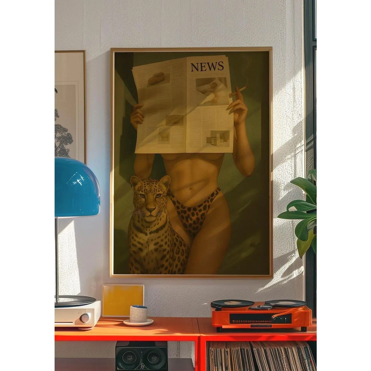 Retro Leopard Print Poster Marlb0ro Cigarette Art Vintage Cheetah Bikini Wall Decor Newspaper