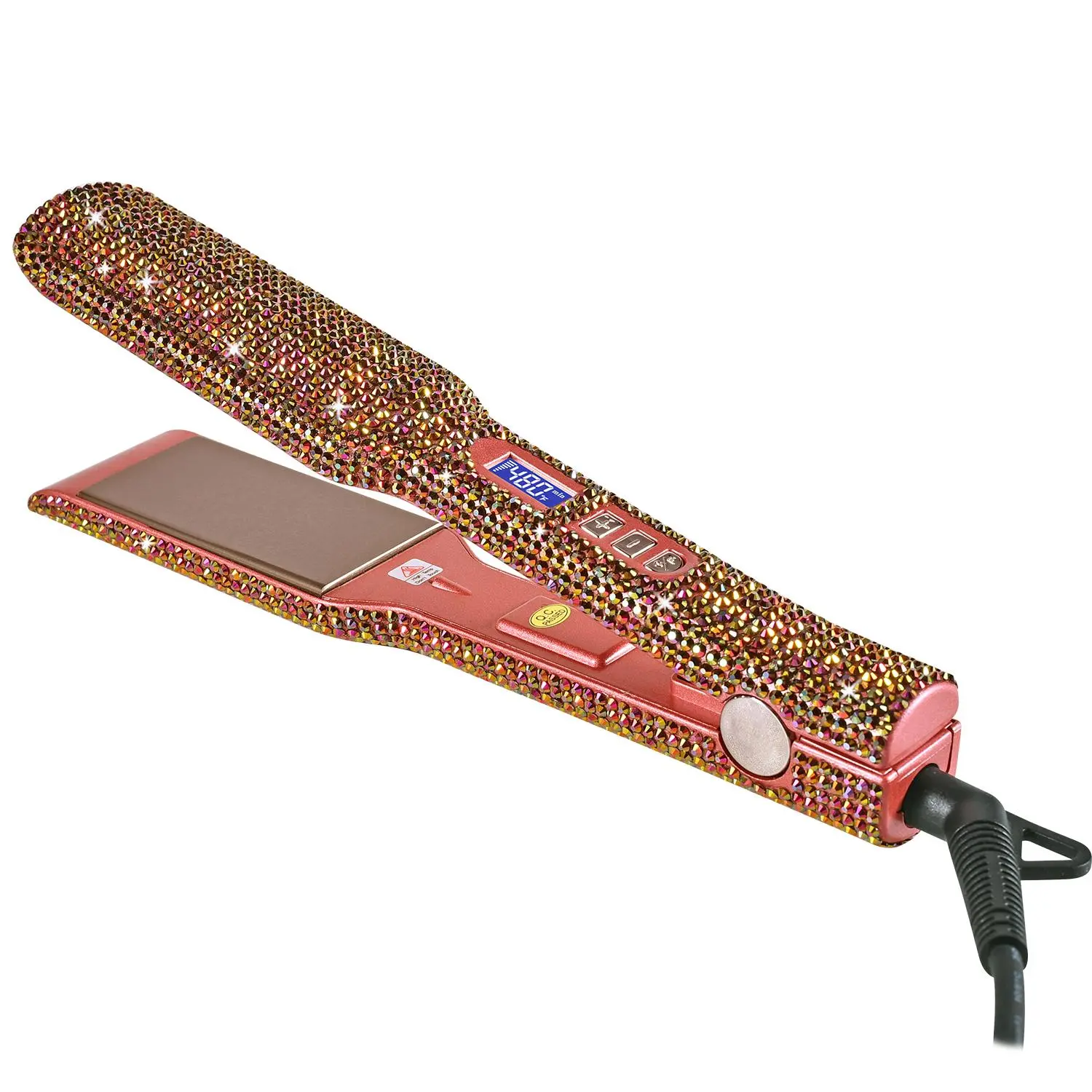Rhinestone-Decorated Professional Salon Hair Straightener, Titanium Flat Iron, Silk Press, Hair Styling Tool, Straightening & Smoothing Iron, Hair Styler, Hair Styling Irons