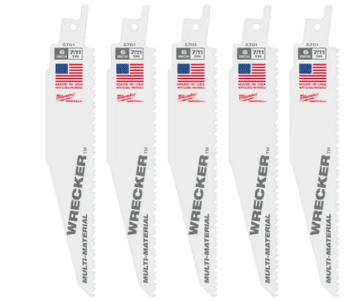 Milwaukee 48-00-8701 6 in High Tooth Count Sawzall Wrecker Blade - 7/11 TPI, Multi-Material Cutting, Metal Surface Suitable (25-Pack)
