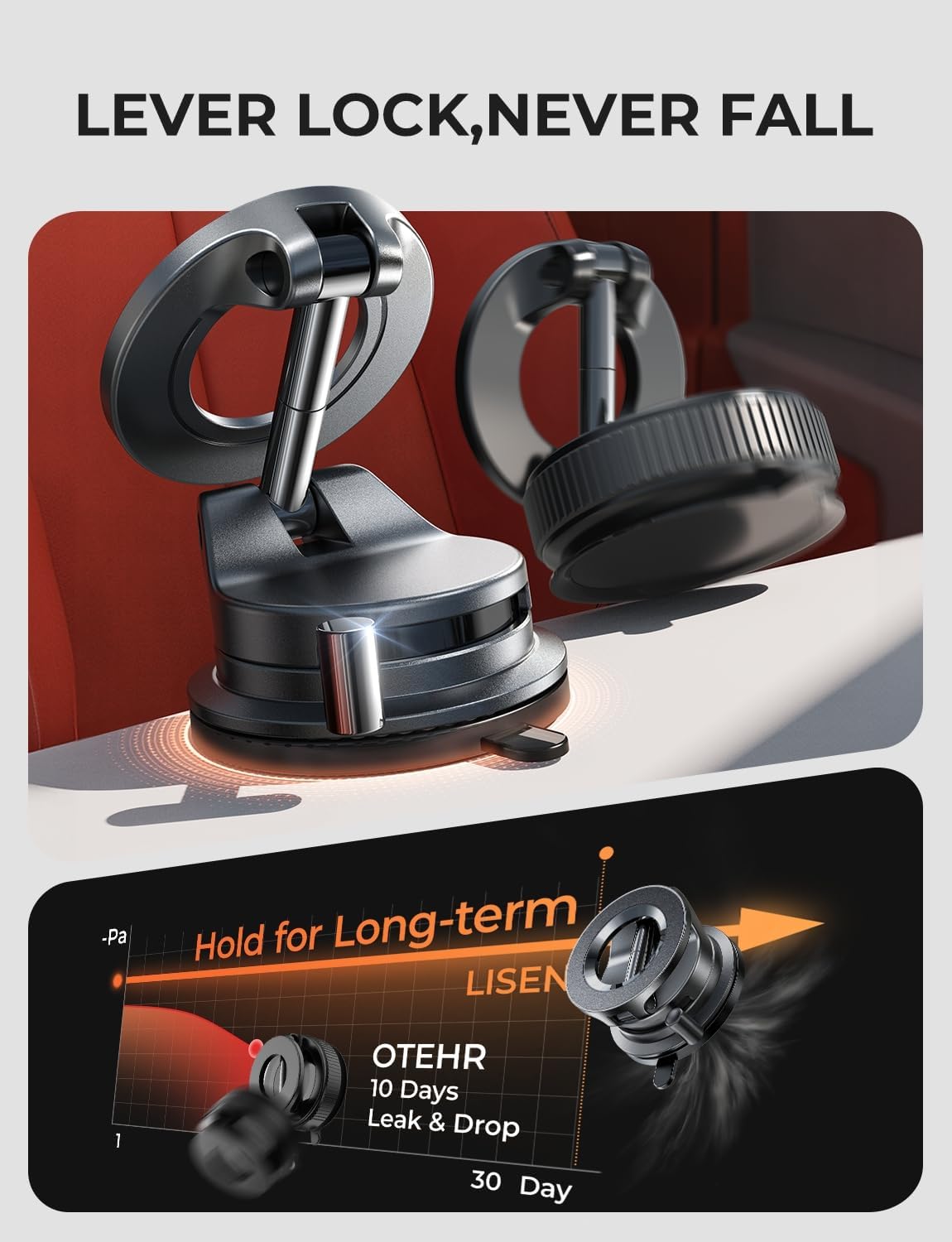 LISEN for Magsafe Car Mount, Magnetic Phone Holders for Your Car, Vacuum Phone Mount for Car Accessories for Women Men Interior Jeep BMW, SuctionPro Gifts Kits, for iPhone 17 Pro Max 16 15 14 13