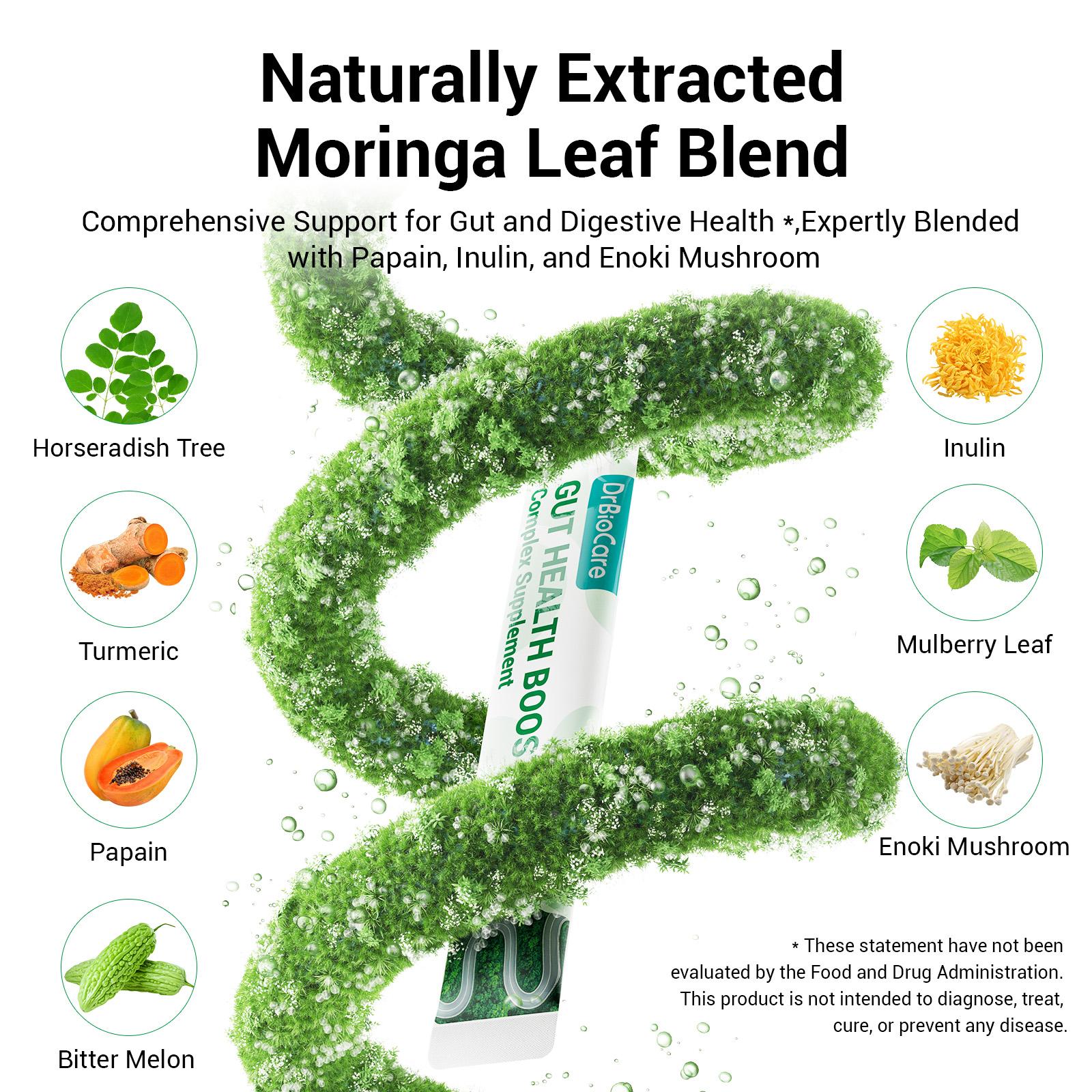 DrBioCare Gut Health Booster Complex Supplement, Moringa Oleifera Extract, AKK, Non-GMO, Gluten-Free, Soy-free, Promotes good gut health, Promotes energy metabolism, Supports Digestion