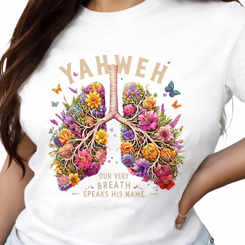 Yahweh Floral Lungs T-Shirt – Christian Faith Shirt with Bible Quote, Religious Graphic Tee