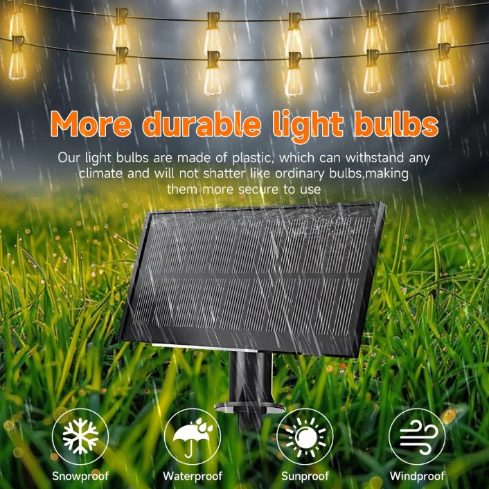 DAYBETTER ST38 Solar Outdoor String Lights 150FT(75+1Bulbs)Waterproof Patio Lights for Backyard Balcony 2700K Warm White Ambiance Lighting Weatherproof Durable Design Easy Installation,Christmas Decorations Gift.