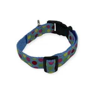 Dog Collars by Poppy Light Blue Polka Dot Dog Collar Handmade