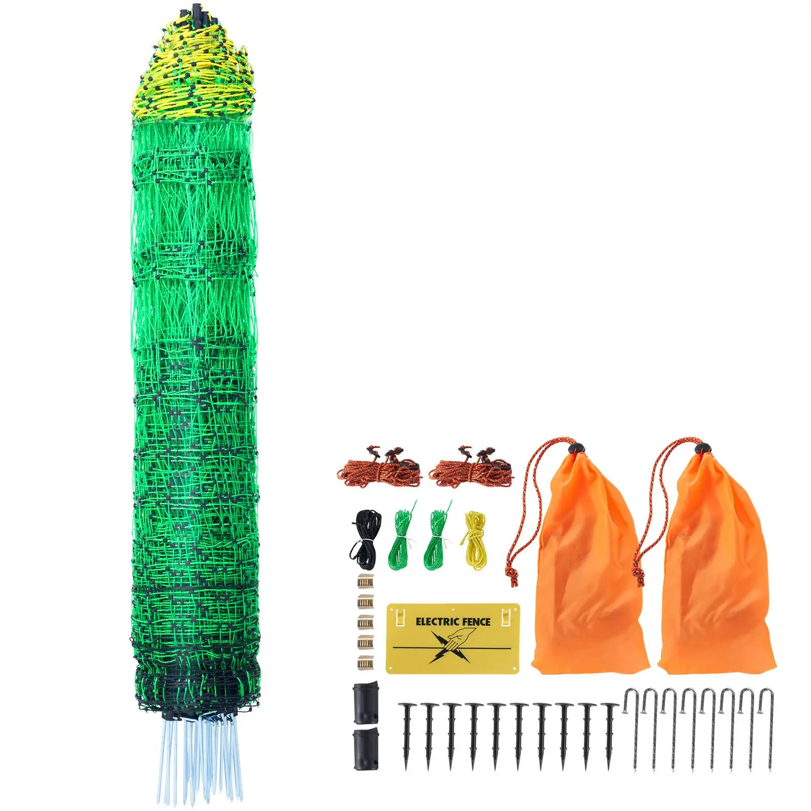 【Summerfinds】VEVOR Heavy-Duty Netting Garden Buildings Electric Fence Netting Kit Set, PE Mesh with Posts & Double-Spiked Stakes, Portable Outdoor Chicken Cage Coop Enclosure for Animal Safety, Backyard Use, Chicken Coop Enclosure