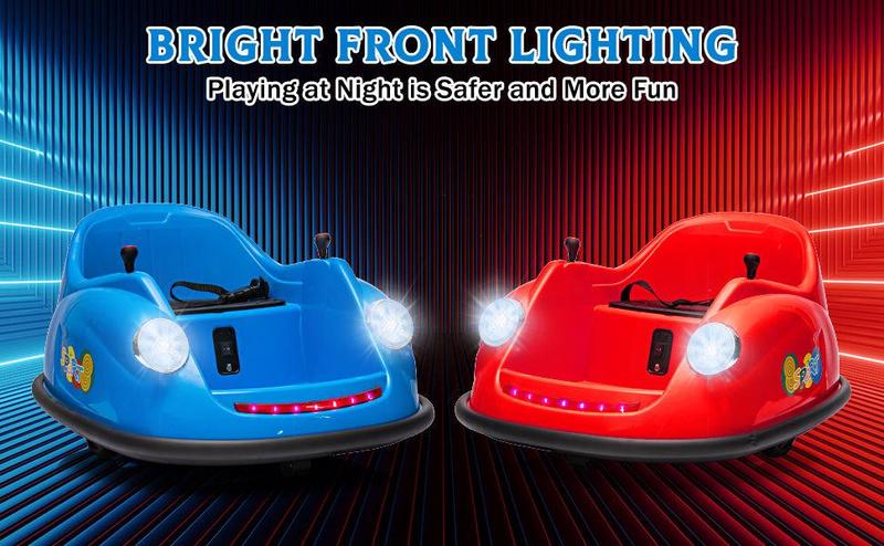 GARVEE 12V Ride On Bumper Car for Toddlers - Christmas Electric Bumping Car with Remote Control, Battery Display, 360° Spin, LED Lights, Music, USB - Available in Pink, Red, Green, Orange, Blue