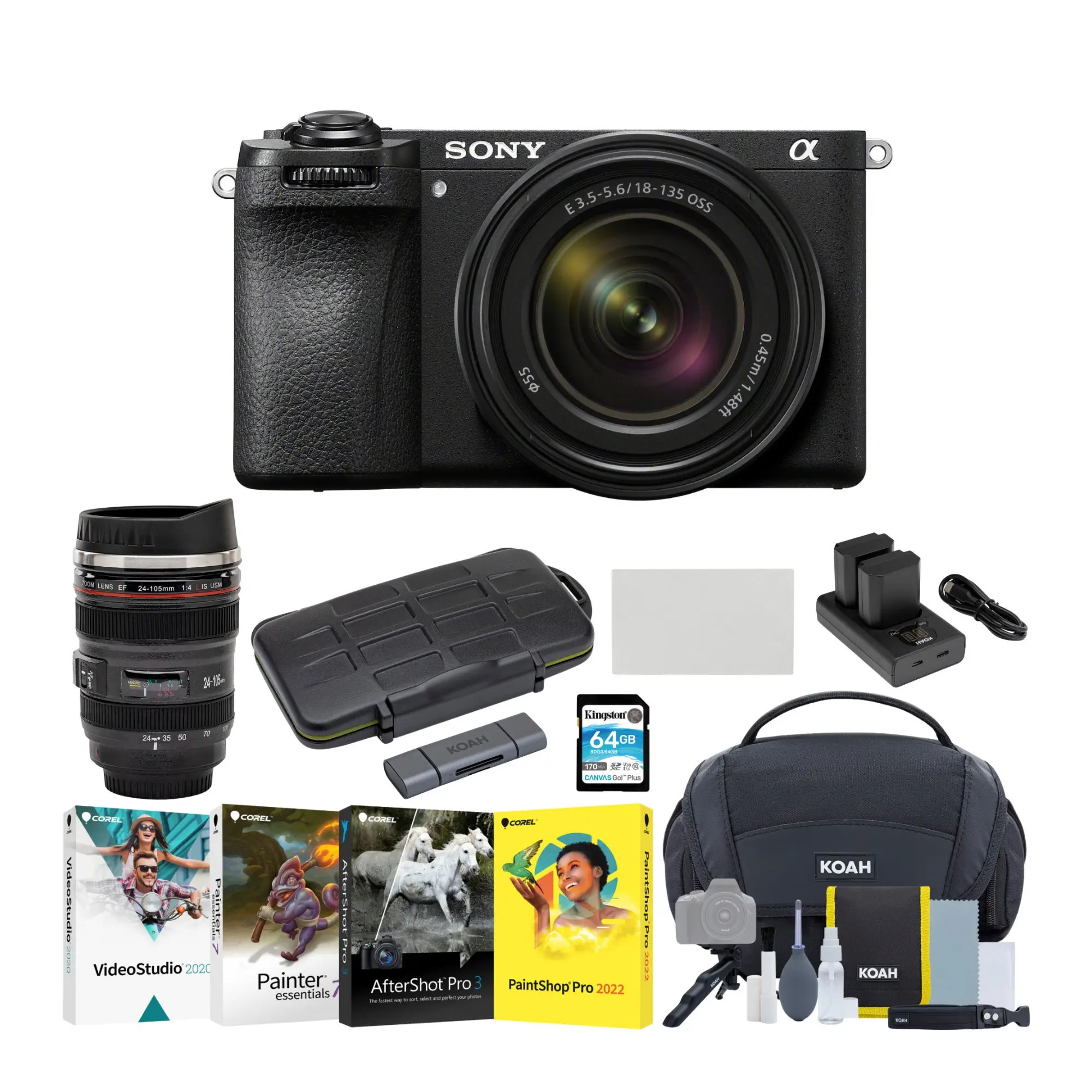 Sony Alpha 6700 26.0MP Compact APS-C Mirrorless Camera with 18-135mm Telephoto Lens, AI Subject Tracking, Exmor R CMOS Sensor, Photo Editing Software & Mug Bundle (120p Capability), Mirrorless Cameras, 3840 X 2160