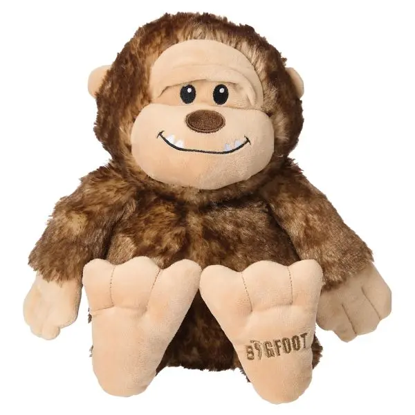 14" Bigfoot Embroidery Plush Toy Brown with Pink Bow Floppy Feet Stitched Smile