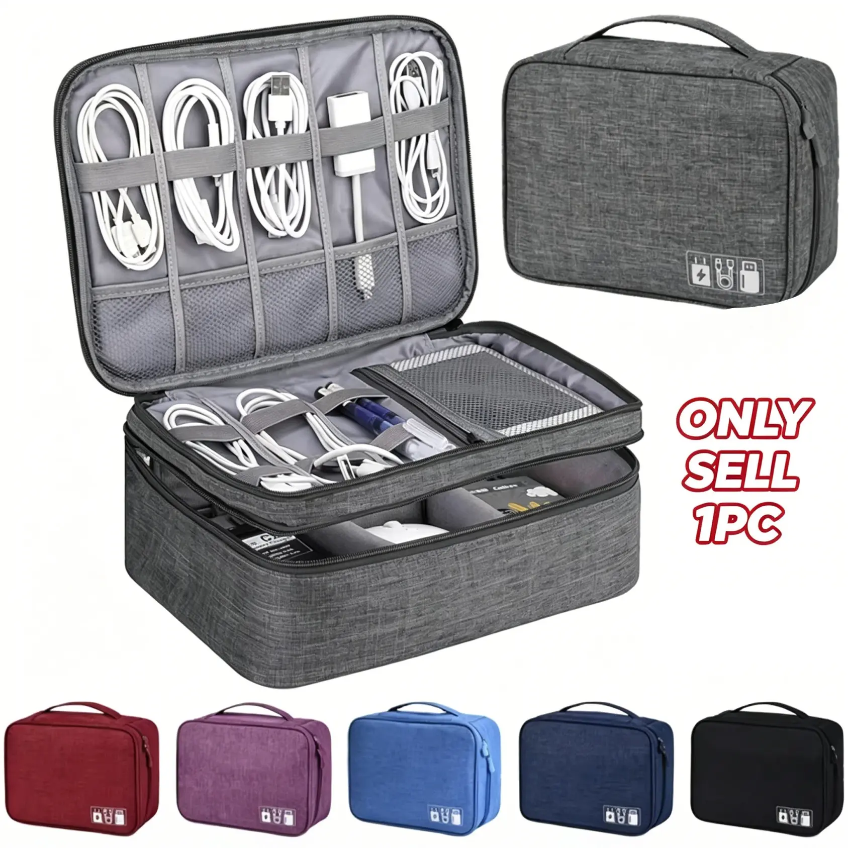 Travel Cable Organizer, Portable Travel Organizer, And Electronic Accessory Bag, Travel Storage Pouch, Multifunctional Tech Gear Pouch, Travel Pouches, Ideal for Chargers, Memory Cards, USB Cables, Headphones, for Travel And Office Use