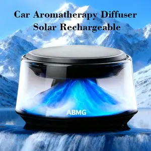 [AI Auto On-Off] ABMG Smart Wood Car Air Freshener, Solar Powered Volcano & Glacier Aroma Diffuser for Home & Office, Premium Car Scent Gift for Men & Women