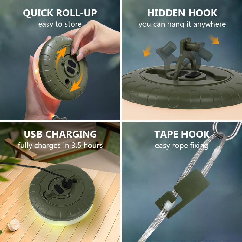 IMOLI Wireless Speaker Camping Lights with RGB 7 Lighting Modes for Awn Tent Yard Garden Hiking Travel Decoration and Holiday Christmas Gift