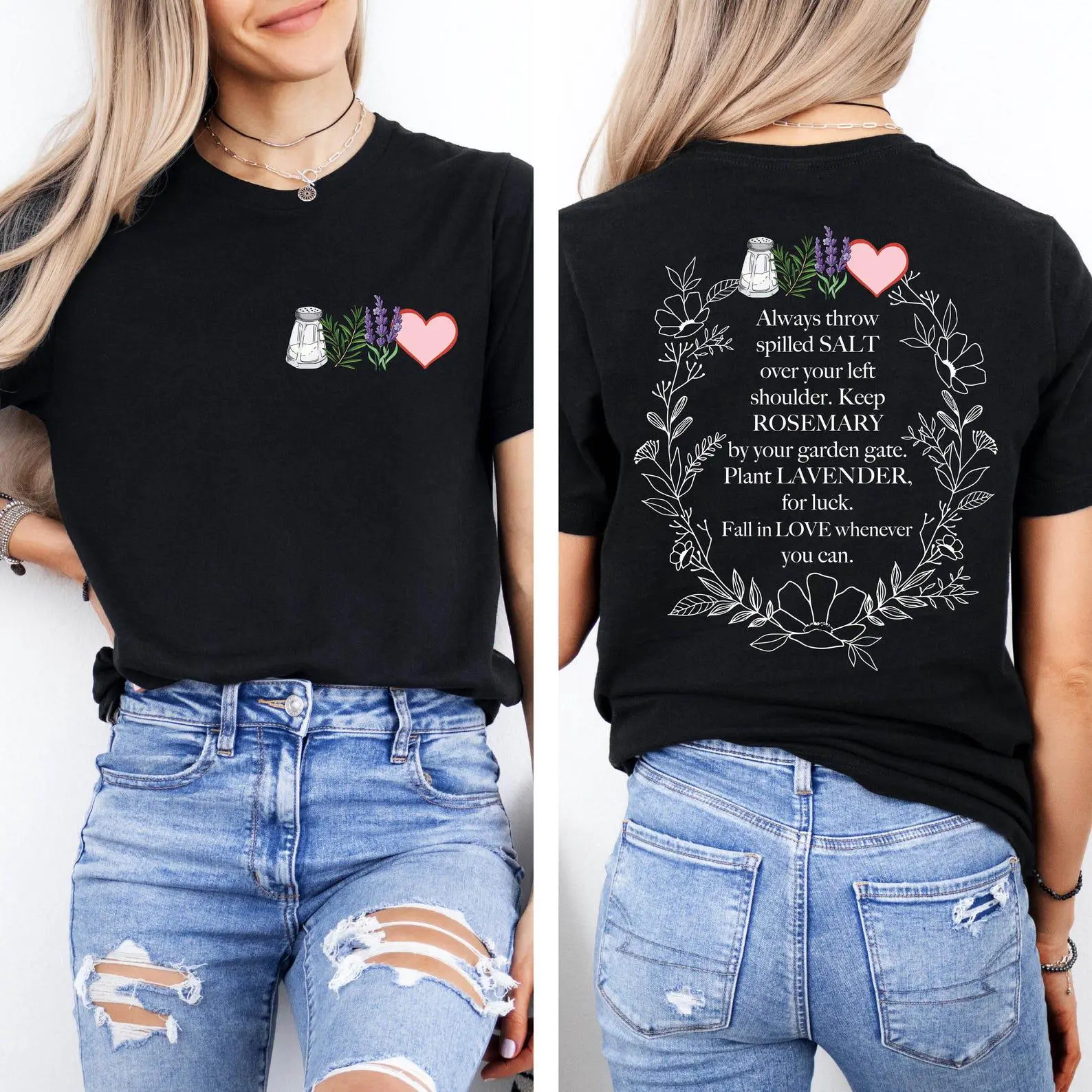 Practical Magic Shirt, Salt Rosemary Lavender Love Front and Back Sweatshirt, Magic Spell Hoodie, Halloween Women Shirts, Witchy Women Tee