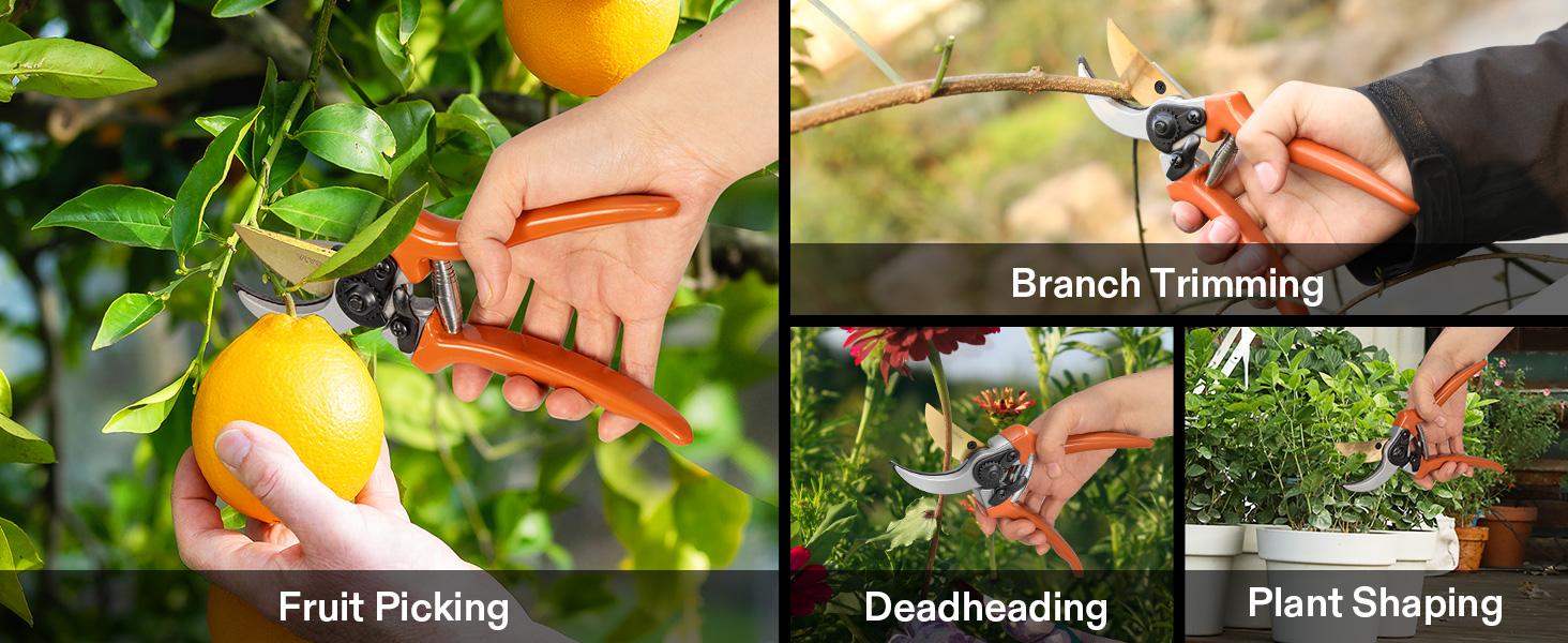VIVOSUN 8" Bypass Pruning Shears for Gardening, Heavy-Duty Garden Scissors, Ultra Sharp Pruners with 3/4 in. Cut Capacity, Garden Clippers for Pruning