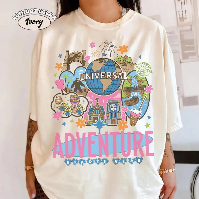 Comfort Colors Vintage Universal Adventure Starts Here Shirt, Magical Park Shirt, Universal Studios Hollywood Trip Tee
