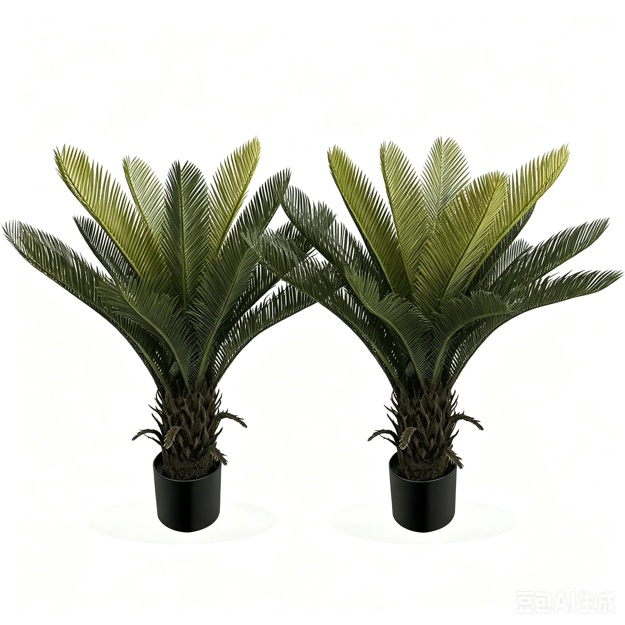 Home Supplies Decorative 2-Pack 36 in Faux Cycad Sago Palm Plants with Planter - No Maintenance Faux Plants, 2-Piece Boxed Set Indoor Greenery for Home Office Decor
