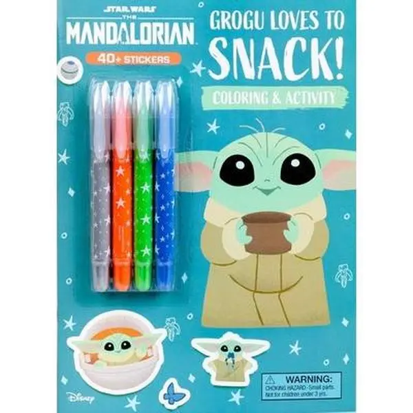 Star Wars: Grogu Loves to Snack! - Grace Baranowski Children's Literature & Art Paperback Book Activity Book, 4 Twistable Crayons, Galactic Snacks, Mazes, 0.5 lbs, 10.5" h x 7.7" l x 0.7" w, Coloring Pages