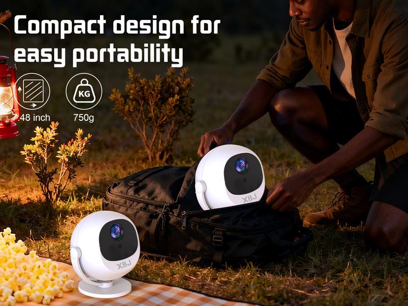 [US warehouse] XBJ 4K Projector 600 ANSI Portable, 2.4/5G WiFi6 Built-in Speaker, HD 1080P Home Cinema & Outdoor, 360° Multifunctional LED with 4K Decoding, Auto Focus, Ideal Holiday Gift Christmas New Year Gift Audio projector for bedroom projector 4k