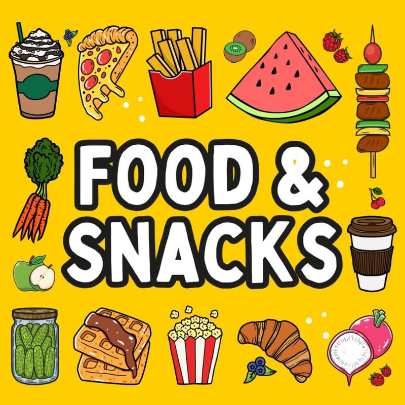 Food and Snacks Coloring Book: Bold and Easy Designs for Both Adults and Kids