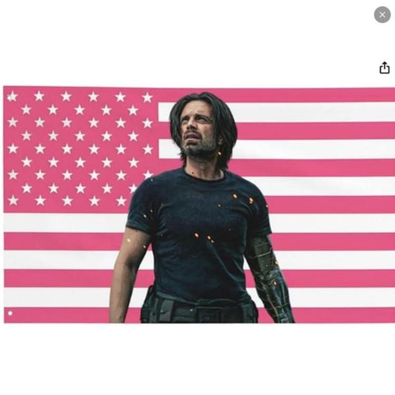 Sebastian Stan Flag Bucky Barnes Pink America Flag 3x5 FT I Love USA tapestry Flags Funny Gift Wall Decor Bedroom Living Room Dorm
