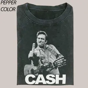 Johnny Cash Rock & Roll Graphic Tshirt, Funny Johnny Cash The Bird Tee T-shirt, Music Lover, Fan Gifts, Fullsizes Menswear Top Underwear Streetwear