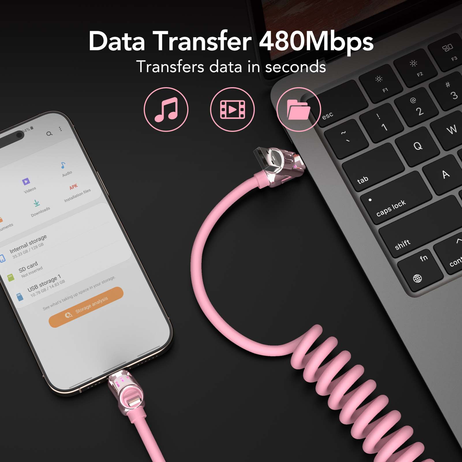 mfish Armored Dragon VIII 4-in-1 Coiled Universal USB Charger Cable ️-240W Fast Charging & Data Sync for iPhone 16/15, iPad Pro, Samsung  Electronic