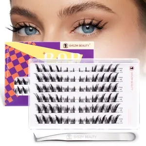 EHSZM BEAUTY POP PRESS Self-Adhesive Manga & Fairy Lash Clusters Kit, 1-Minute Pre-Glued Press-On, Includes Tweezers, No Glue Needed, All-Day No-Fall, Ideal for Parties & Dramatic Makeup
