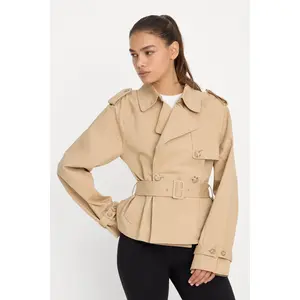 CROPPED TRENCH JACKET | SANDY FAWN