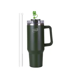 Franco 40oz Stainless Steel Tumbler with Handle, Straw Cleaner & Surprise Straw Cover