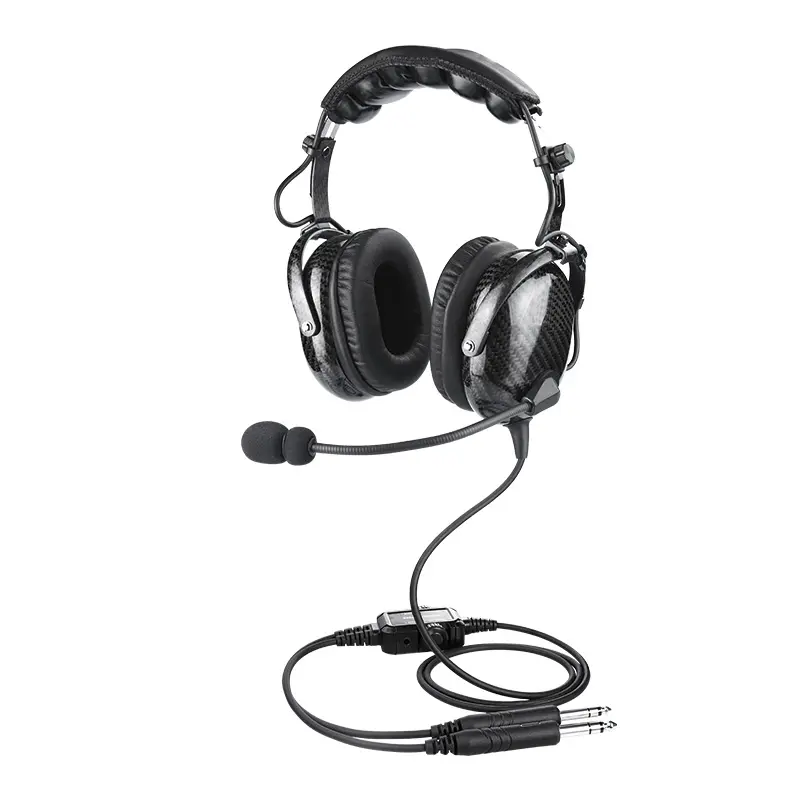 Carbon Fiber Aviation Headphone - Electronic Audio Device with Passive Noise Reduction, Mono-Stereo Compatibility, Noise-Canceling Mic, MP3 Input, Over-Ear Design, Headset Bag Included, Not Water Resistant