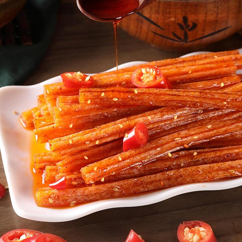 Spicy Strips,Latiao,6 Packs Chinese Spicy Sticks,Chinese Classic Piquancy Leisure Latiao Snack Individual Package(2.4 ounces perpack) (Latiao-M)