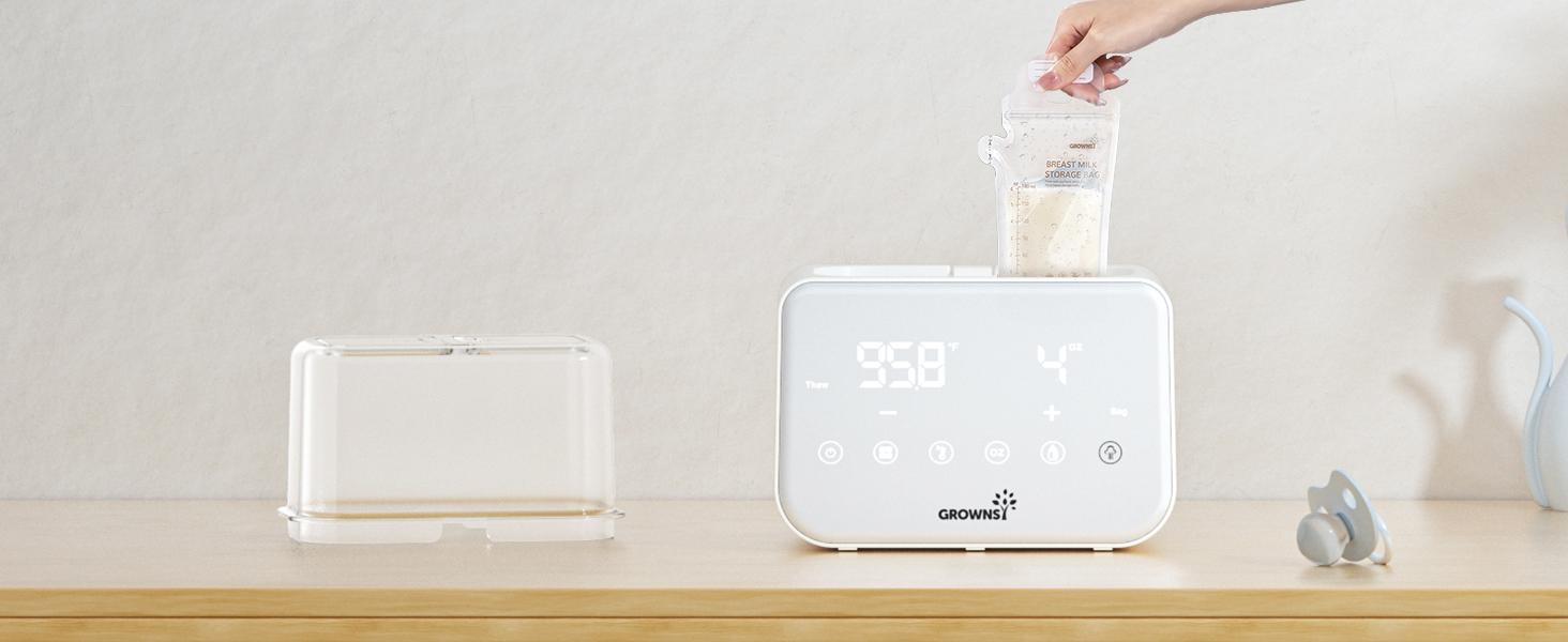 GROWNSY 10-in-1 Smart Double Baby Bottle Warmer with Precision Temp Control, Fast Heating, 24H Keep Warm, Sterilizer, Defrost, Timer & Auto Shut-off – Safe for Breastmilk/Formula/Tall Bottles – Ideal for Twins & Night Feeds – 2025