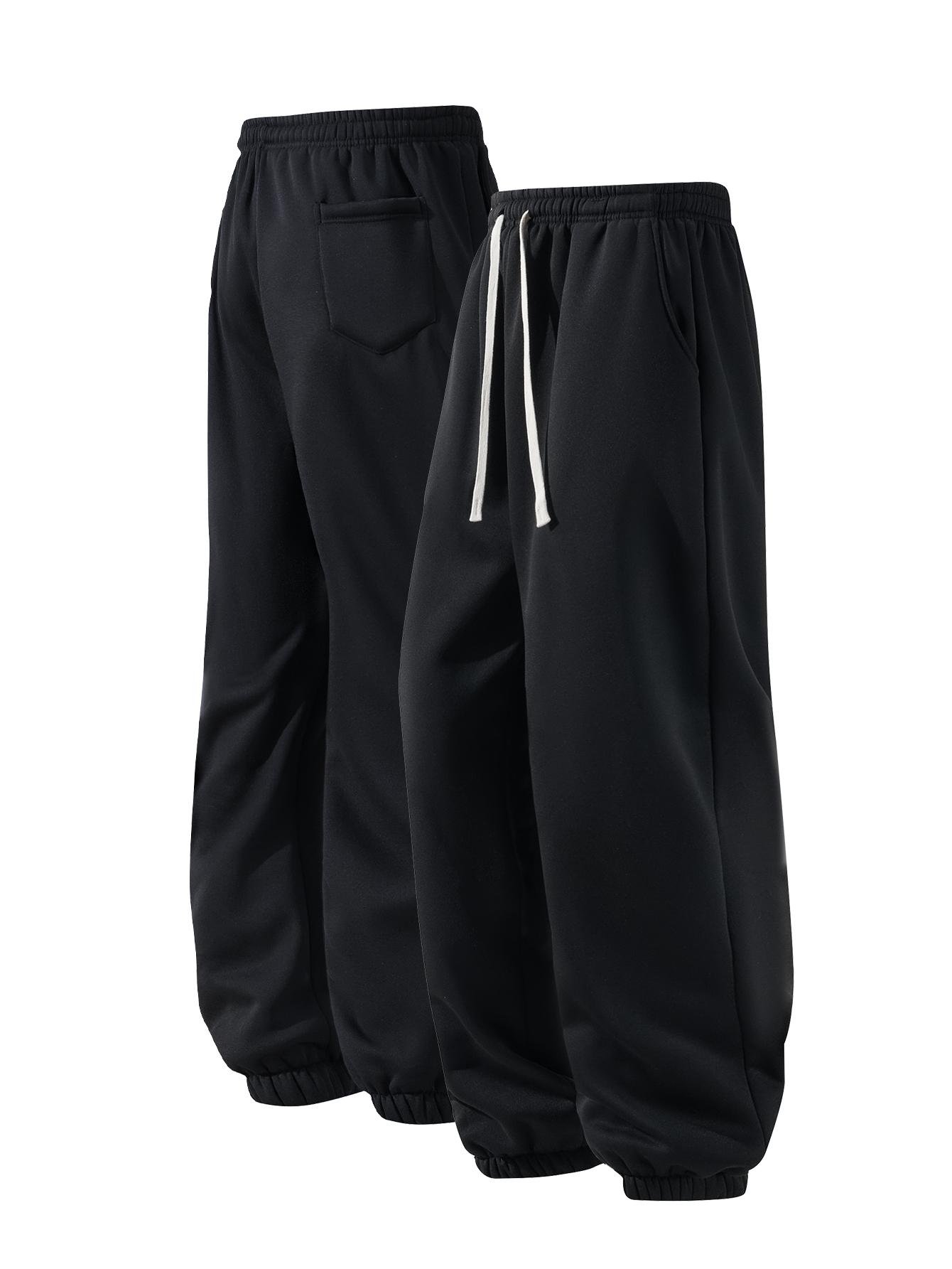 CCCMAI Men's Pocket Drawstring Winter Pants, Casual Regular Fit Plain Thermal Lined Trousers, Men's Bottoms for Winter Menswear CCCMAI Men's Pocket Drawstring Winter Pants, Casual Regular Fit Plain Thermal Lined Trousers, Men's Bottoms for Winter Menswear