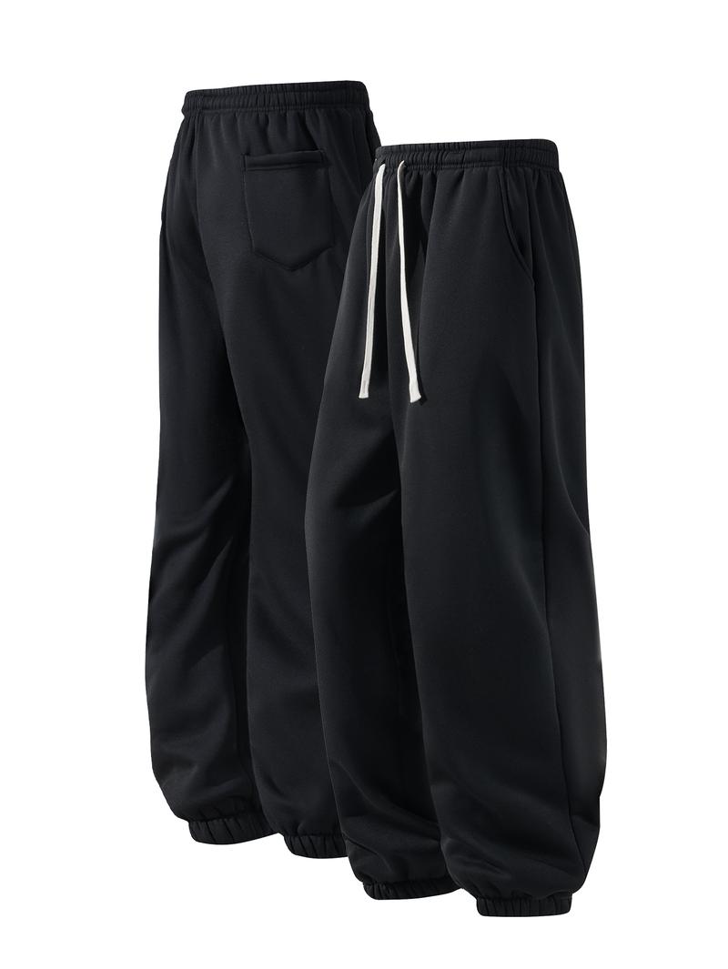 CCCMAI Men's Pocket Drawstring Winter Pants, Casual Regular Fit Plain Thermal Lined Trousers, Men's Bottoms for Winter Menswear CCCMAI Men's Pocket Drawstring Winter Pants, Casual Regular Fit Plain Thermal Lined Trousers, Men's Bottoms for Winter Menswear