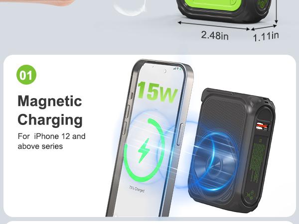 P05 Portable Charger, Magnetic Power Bank, Small Wireless PowerBank, Battery Pack10000mAh Travel Essentials Fast Charging With Built in Cable, Foldable Wall Plug for iPhone,Samsung,Andriod