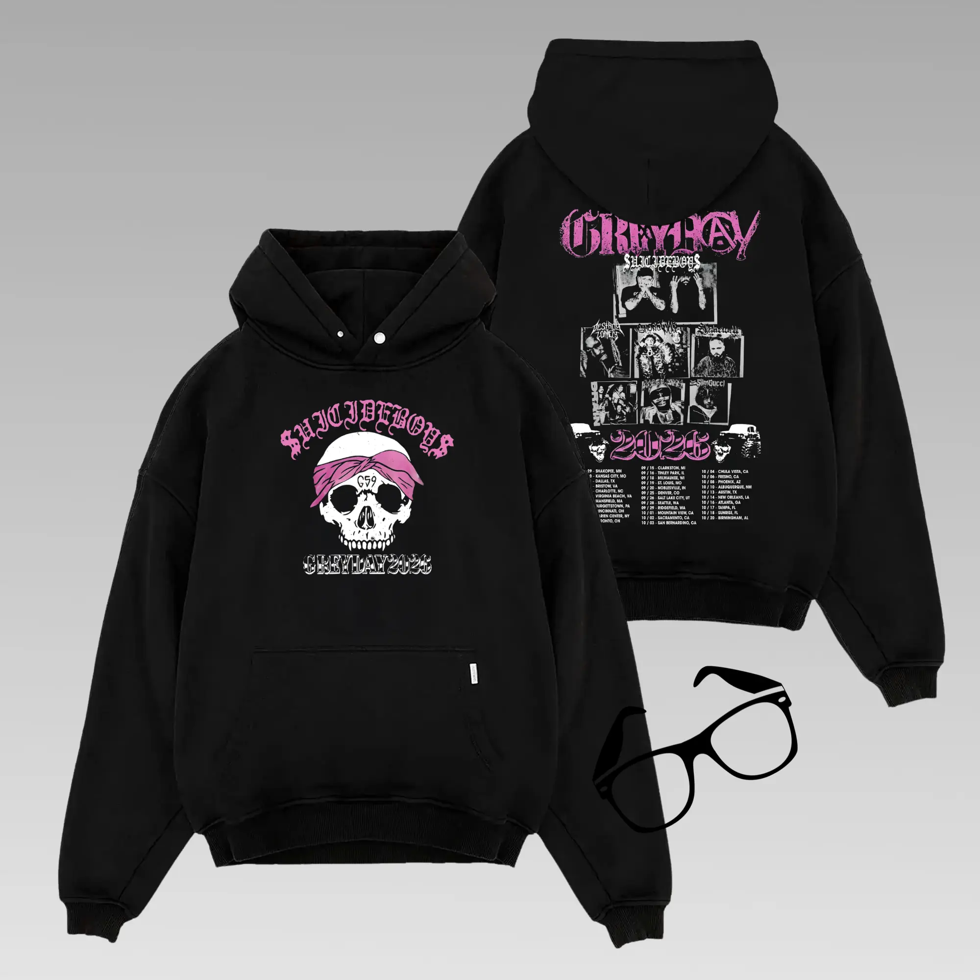 GreyDay 2026 Design Ver9 Hoodie,  G59 Merchandise, Rap Music Shirt, Pink G59 Merch - Unisex Rapper Clothing