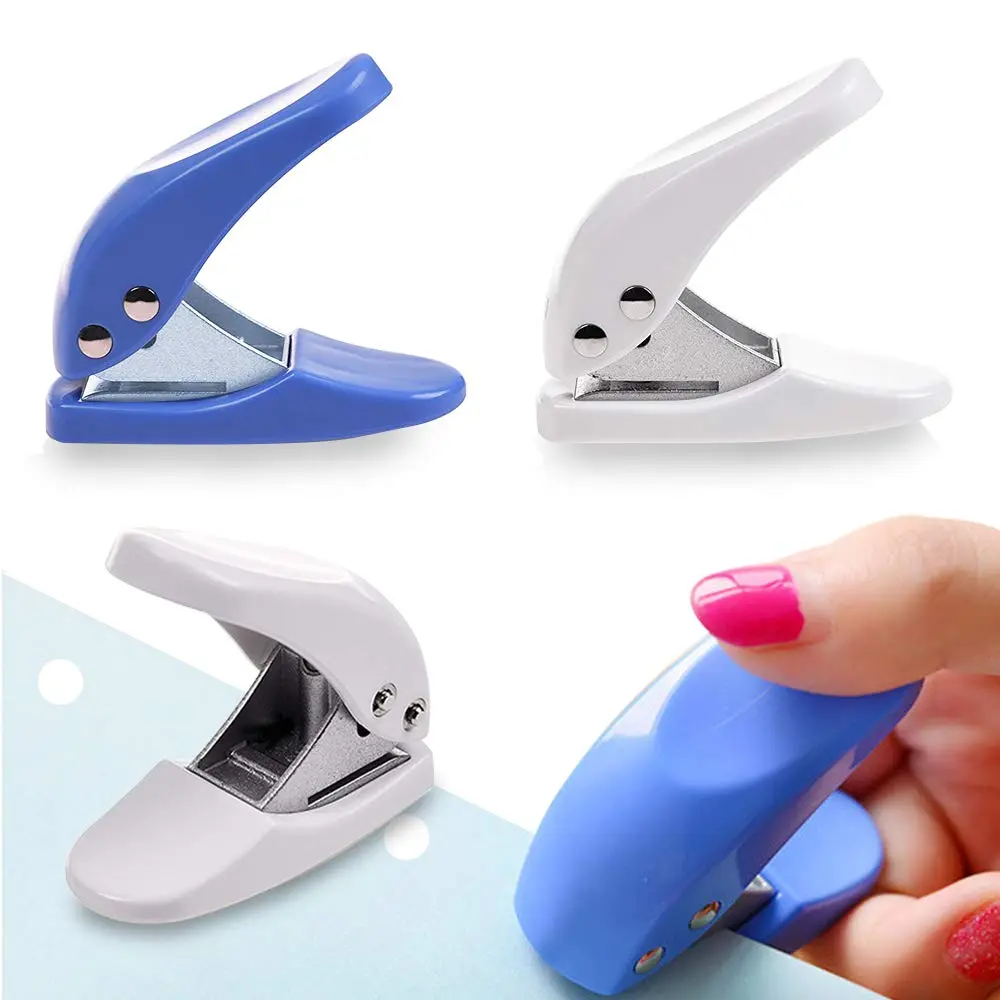 4PCS Mini 1-Hole Smooth Hole Puncher, Handheld Portable Office Stationery, Office Accessories, 10-Sheet Capacity, Random Color for Home Use