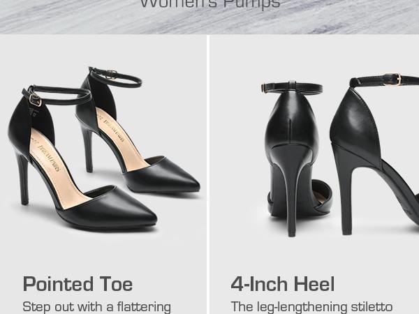 DREAM PAIRS Women's Lacey Pointed-Toe Ankle-Strap Stiletto High Heels Footwear - Gold Heels Shoes for Women, Wedding, Summer Occasions