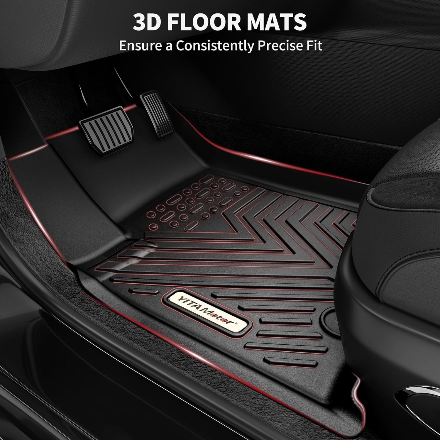 YITAMOTOR Floor Mats Fit for Ford F-150/F150 Lightning Super Crew Cab 2025-2015(Rear w/o U-Seat Flat Storage),TPE All Weather F150 Truck Mats, 1st & 2nd Row