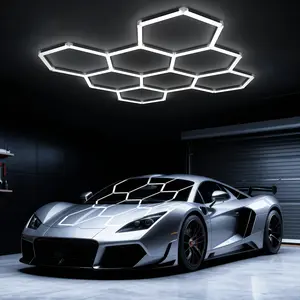 Honeycomb Garage Hexagon LED Light, Modular Connectable Garage Light, Bright and Soft Light, Suitable for Various Environments Including Private Garages, Auto Detail Shops, Large Storage Centers